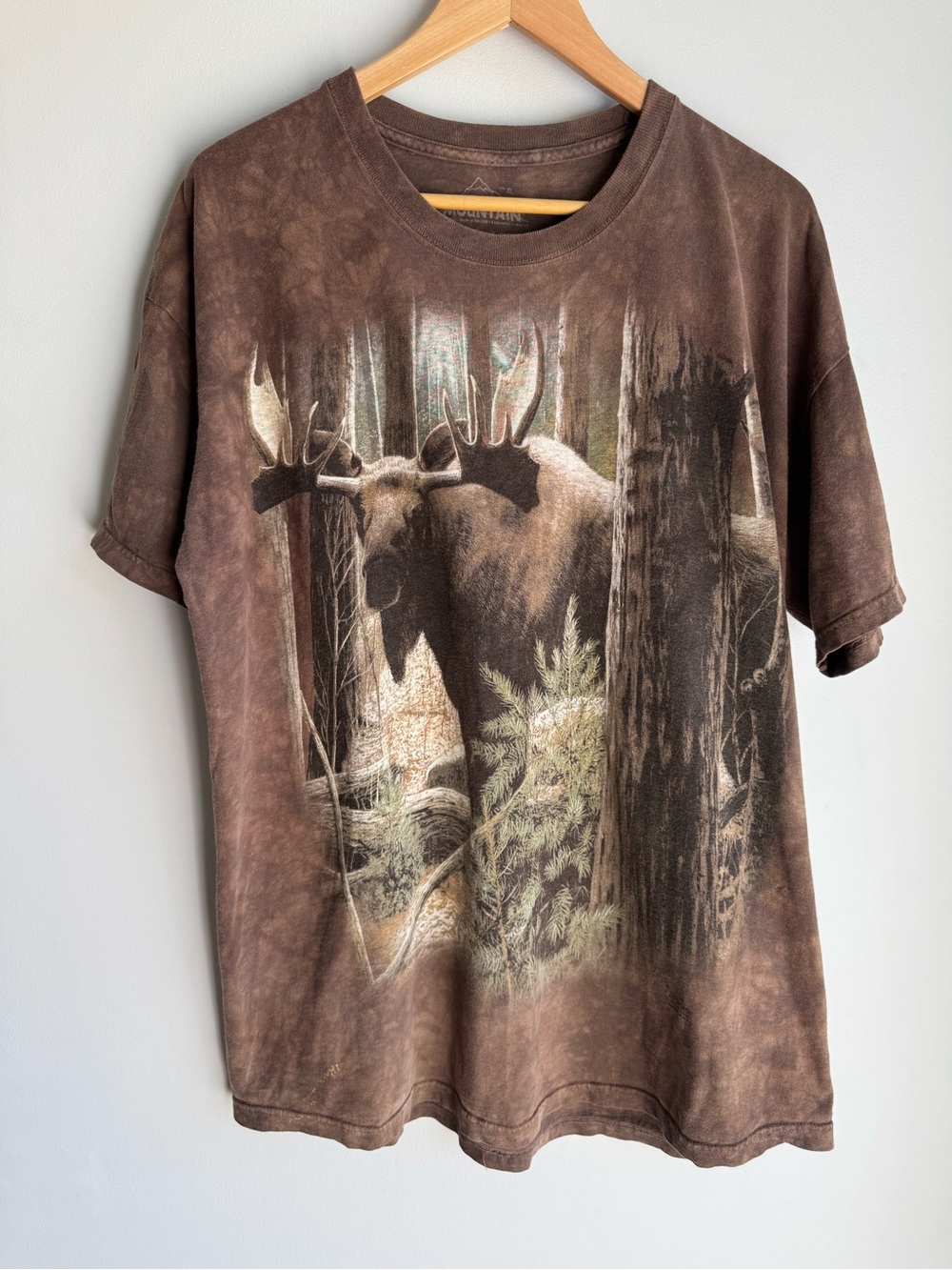 The Mountain 2002 Moose T-Shirt Mens XL Brown Tie Dye Animal Graphic Tee GUC - Picture 2 of 10